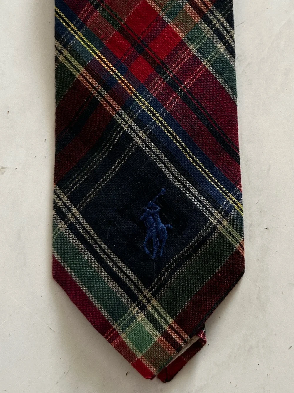 Vintage Ralph Lauren Polo Plaid Tartan 100% Cotton Tie USA 3.25
